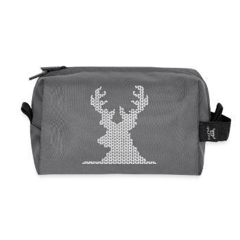 Renne pixel orignal rétro vintage icône animaux des bois - Trousse de toilette en tissu recyclé - anthracite - Devant