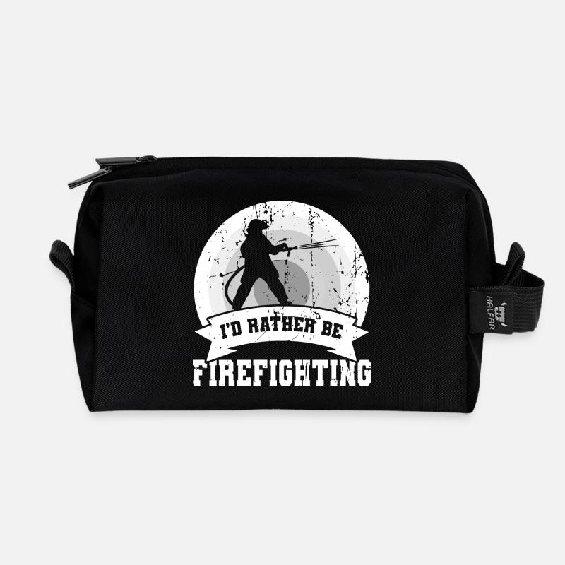 Ich wäre lieber bei der Feuerwehr - Recycelte Kulturtasche - Schwarz