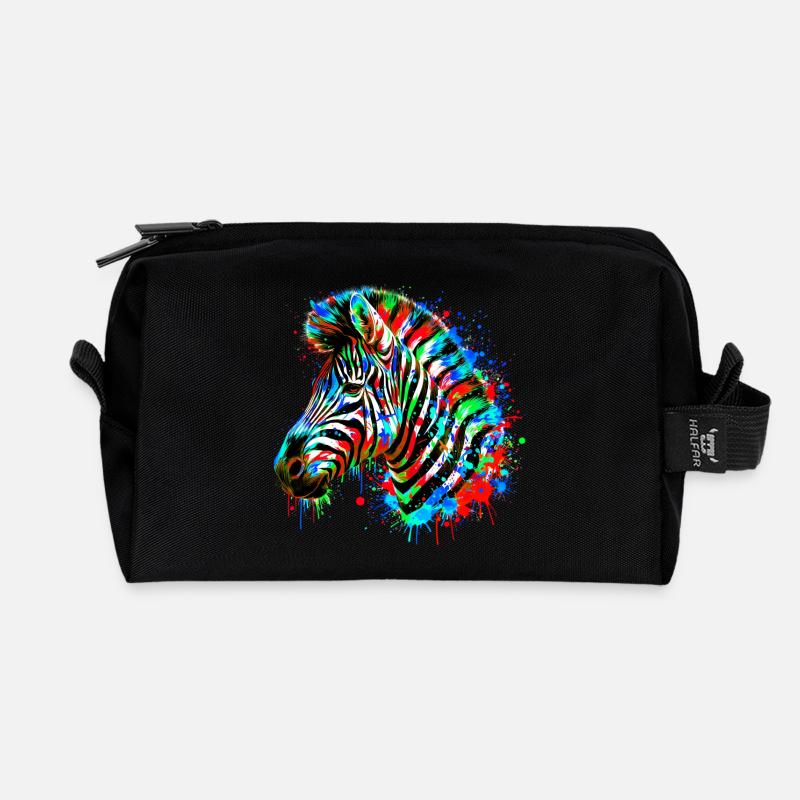 Zebra - Recycelte Kulturtasche - Schwarz
