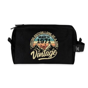 März 1971 Geburtstag - Jahrgang März 1971 - Recycelte Kulturtasche - Schwarz - Vorne