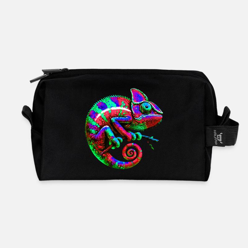 Chamäleon - Recycelte Kulturtasche - Schwarz