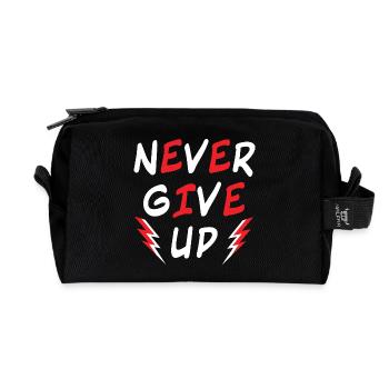 Never Give Up - Encourage - Motivate - Strength - Recycled Toiletry Zip Bag - black - Front