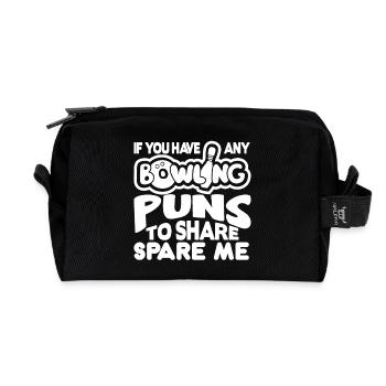 If You Have Any Bowling Puns - Recycled Toiletry Zip Bag - black - Front