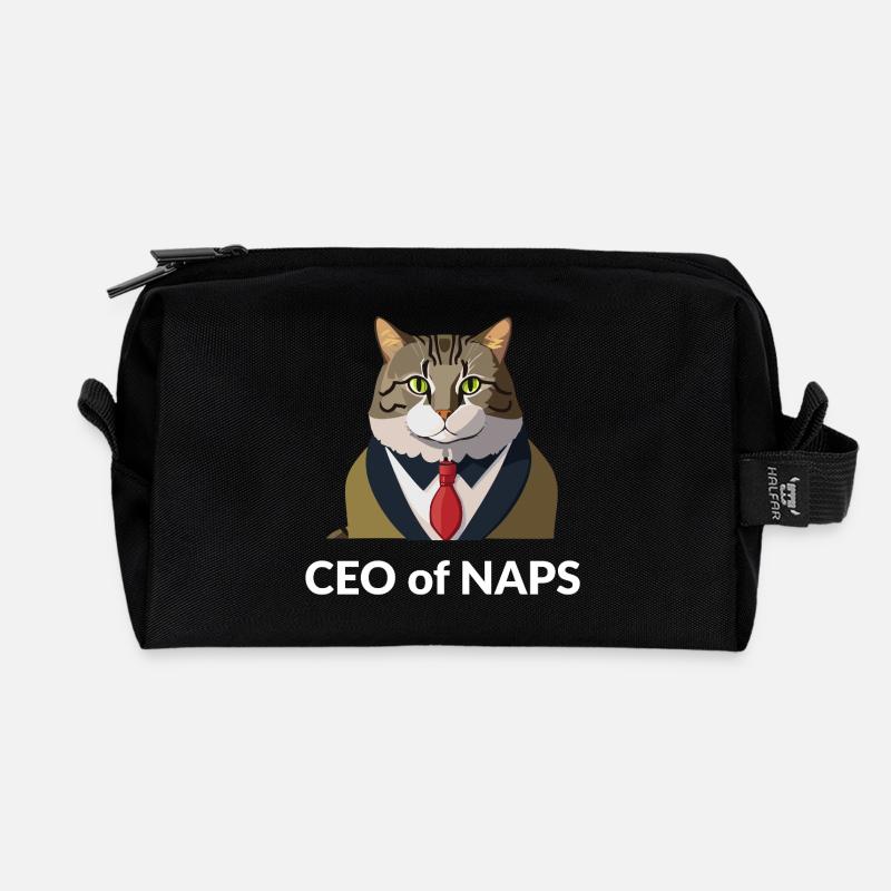 Geschäftsmann Katze mit Krawatte - Recycelte Kulturtasche - Schwarz