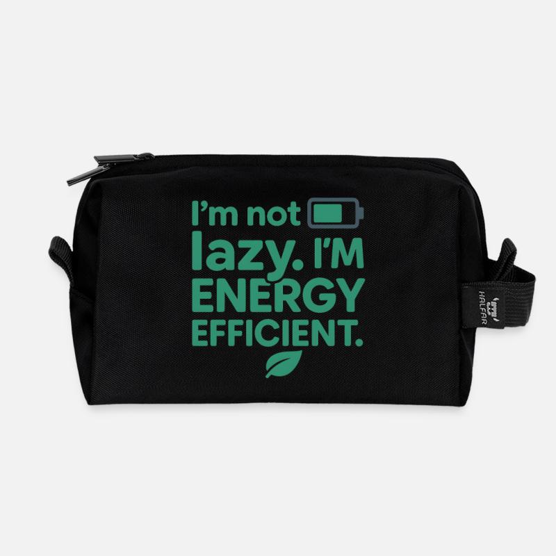 Ich bin nicht faul, ich bin energieeffizient – lustige Sprüche - Recycelte Kulturtasche - Schwarz