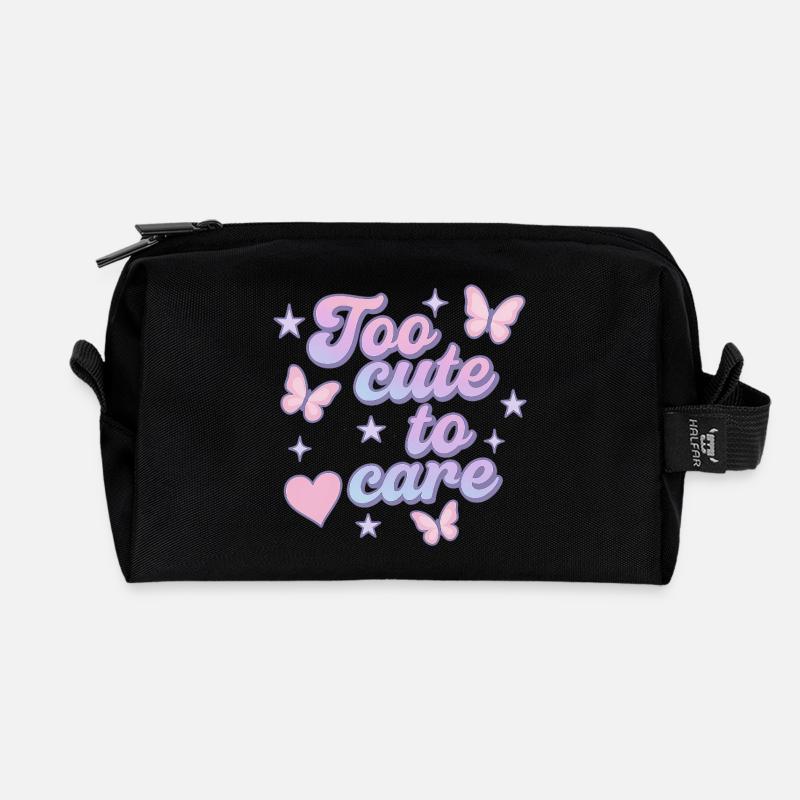 too cute to care - Recycelte Kulturtasche - Schwarz