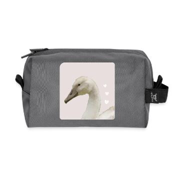 Jeune cygne Cygne blanc Cygne tuberculé - Trousse de toilette en tissu recyclé - anthracite - Devant