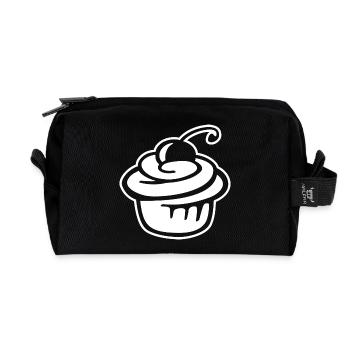 Cupcake Cherry – Gâteau sucré et plaisir de la fête - Trousse de toilette en tissu recyclé - noir - Devant