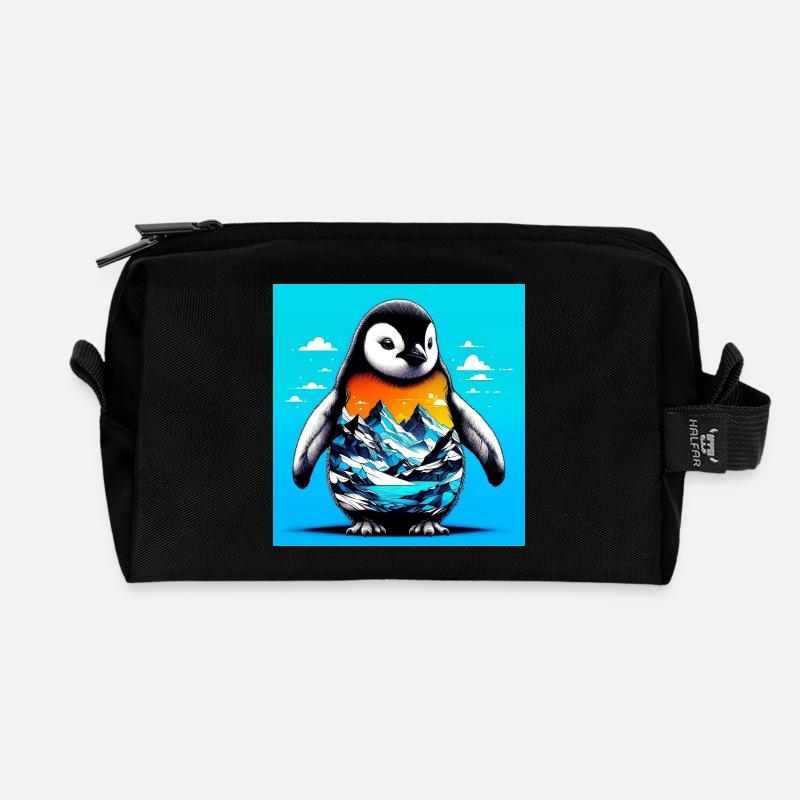 Pinguin - Recycelte Kulturtasche - Schwarz