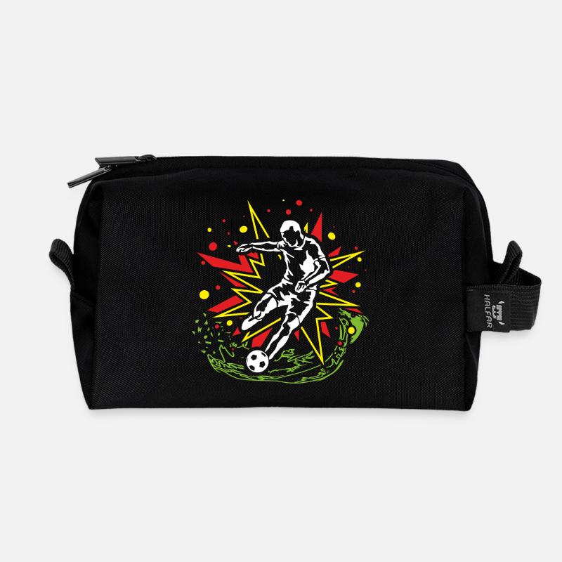 Fußball Energetischer Fußballkick - Recycelte Kulturtasche - Schwarz