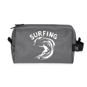 Surfing Welle Surfer Design - Recycelte Kulturtasche - Anthrazit - Vorne