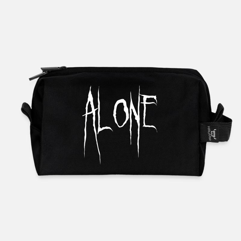 Alone Jagged Typography - Recycled Toiletry Zip Bag - black