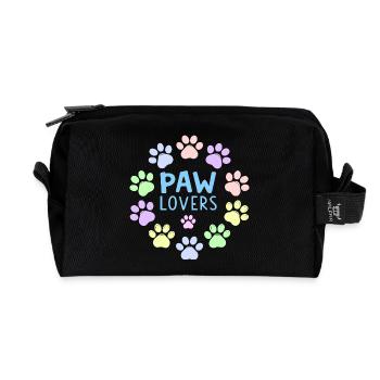 PAW LOVERS Blaue Pastell-Pfoten - Recycelte Kulturtasche - Schwarz - Vorne