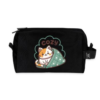 Cat Cozy Under Duvet - Recycled Toiletry Zip Bag - black - Front