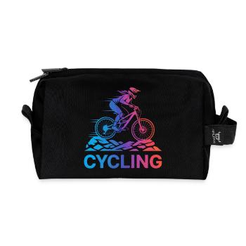 Gradient Cyclist on Rugged Trail - Recycled Toiletry Zip Bag - black - Front