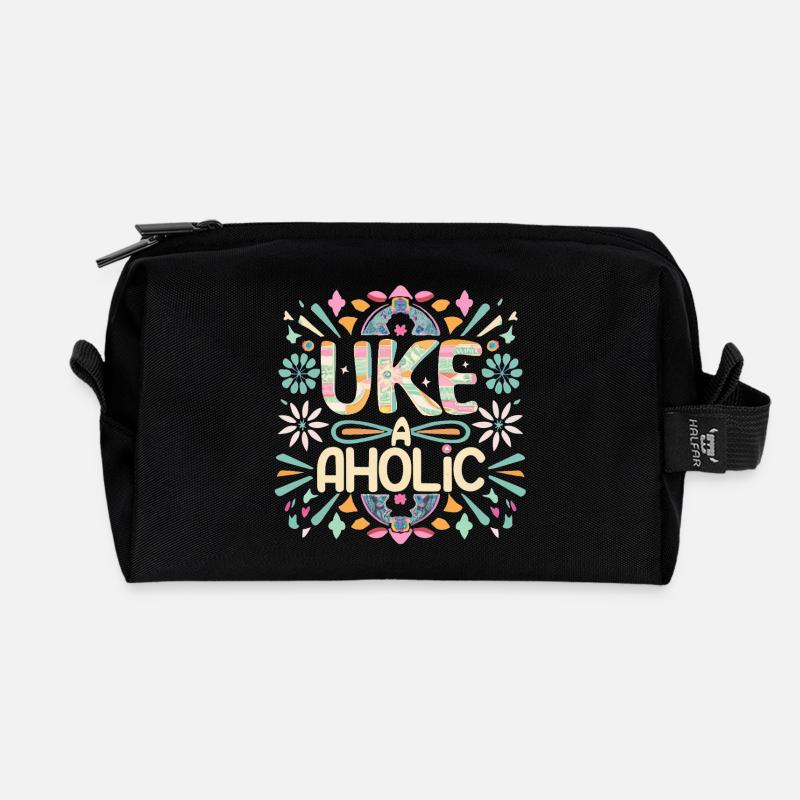 Uke-aholic - Recycled Toiletry Zip Bag - black