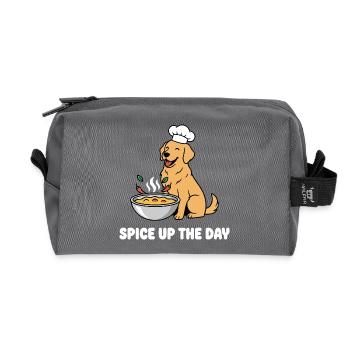Kochhund mit Suppe Würze den Tag - Recycelte Kulturtasche - Anthrazit - Vorne
