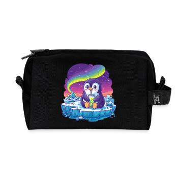 Aurora Pinguin Eislandschaft - Recycelte Kulturtasche - Schwarz - Vorne