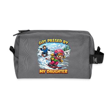 Voyage de ski en famille amusant passé à côté - Trousse de toilette en tissu recyclé - anthracite - Devant