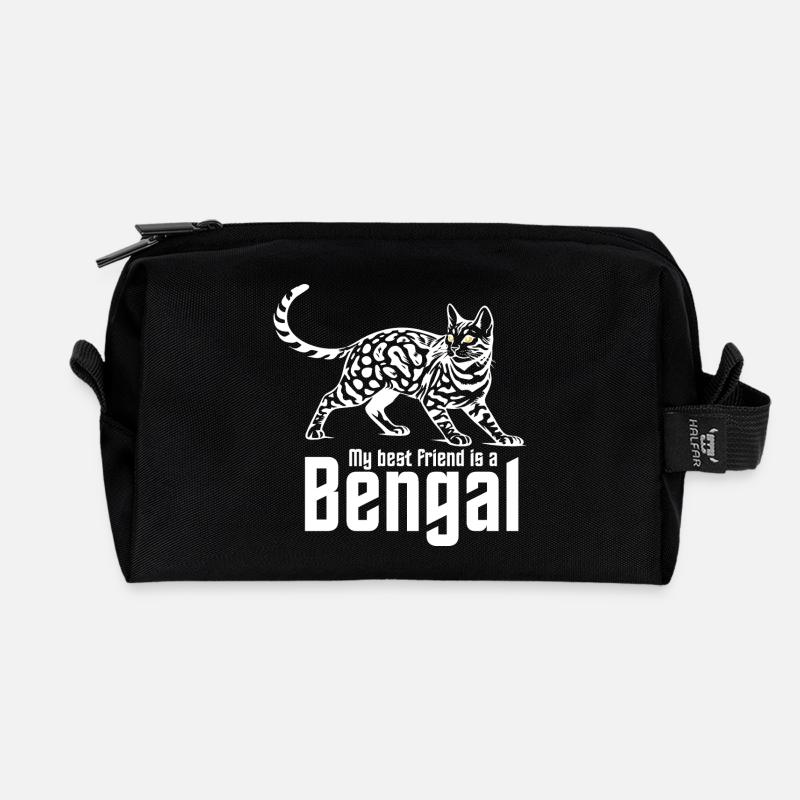 Bengal Liebhaber "Best Friend" - Recycelte Kulturtasche - Schwarz