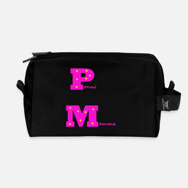 Pony-Mama rosa mit Sternen - Recycelte Kulturtasche - Schwarz