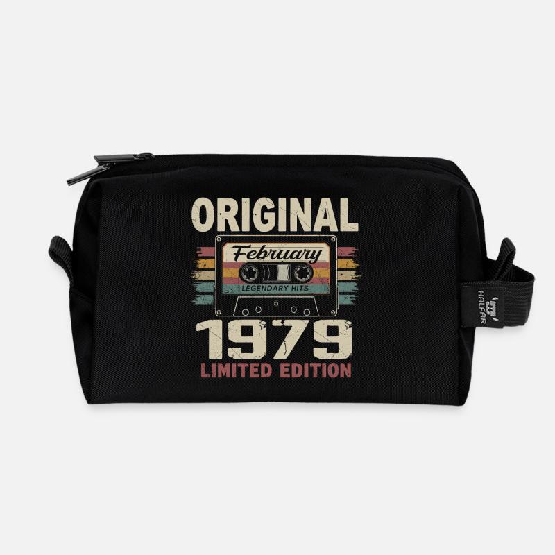 Februar 1979, Februar 1979 Geburtstagsgeschenk - Recycelte Kulturtasche - Schwarz