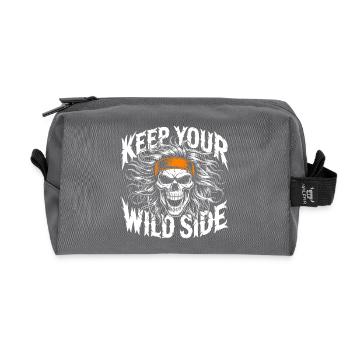Keep Your Wild Side Skull - Recycled Toiletry Zip Bag - anthracite - Front