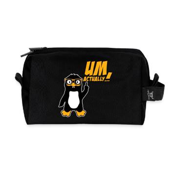 Penguin To Actually Funny Nerd Smartass Logo - Recycled Toiletry Zip Bag - black - Front