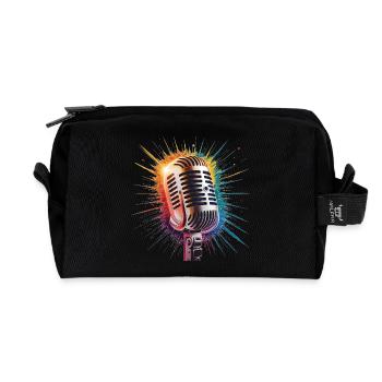 Estampe d’art sur microphone - Trousse de toilette en tissu recyclé - noir - Devant