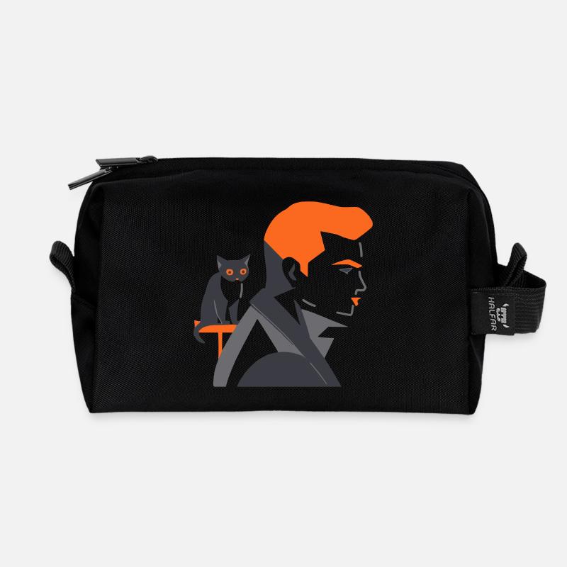 Mann mit Katze - Tusarisa - Recycelte Kulturtasche - Schwarz