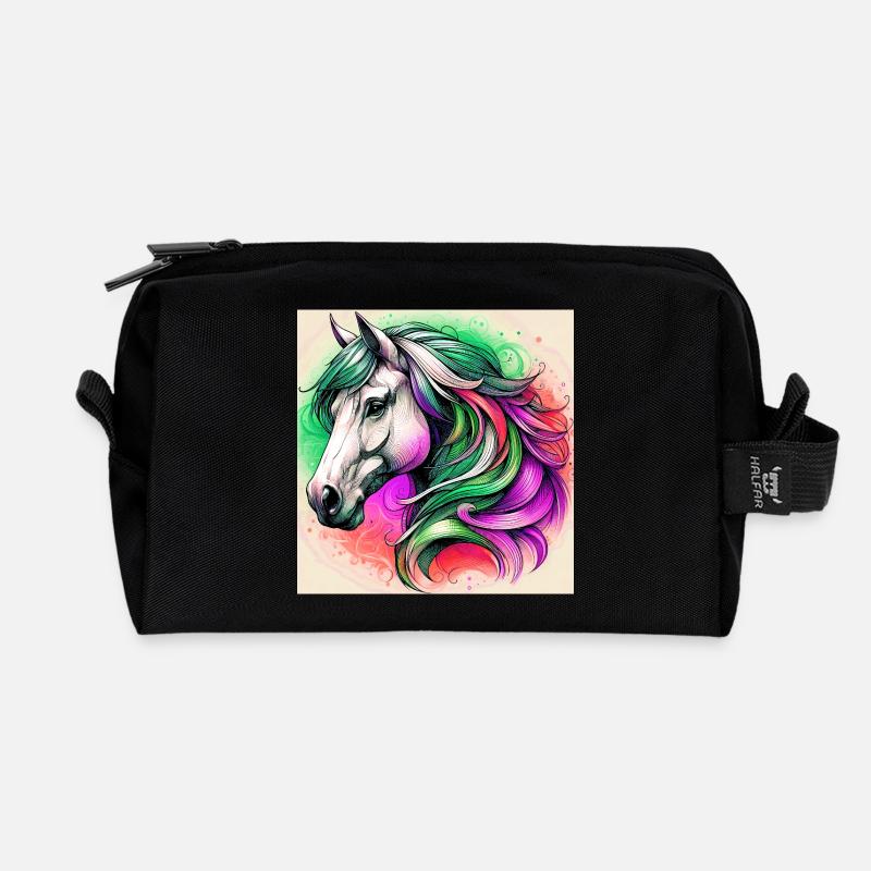 cheval - Trousse de toilette en tissu recyclé - noir