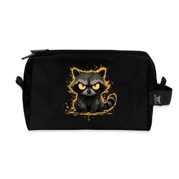 Raccoon - Angry Cute Animal Motif - Recycled Toiletry Zip Bag - black - Front