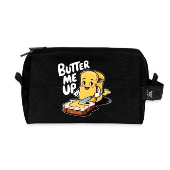 Toast de dessin animé Butter Me Up drôle - Trousse de toilette en tissu recyclé - noir - Devant