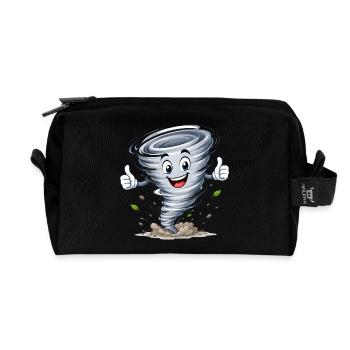 Funny Whirlwind Tornado Weather Motif - Recycled Toiletry Zip Bag - black - Front