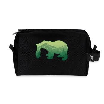 Bear And Cub Mountain Bear Animal Lover Gift - Recycled Toiletry Zip Bag - black - Front