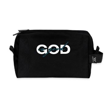 God is good Turquoise - Recycled Toiletry Zip Bag - black - Front
