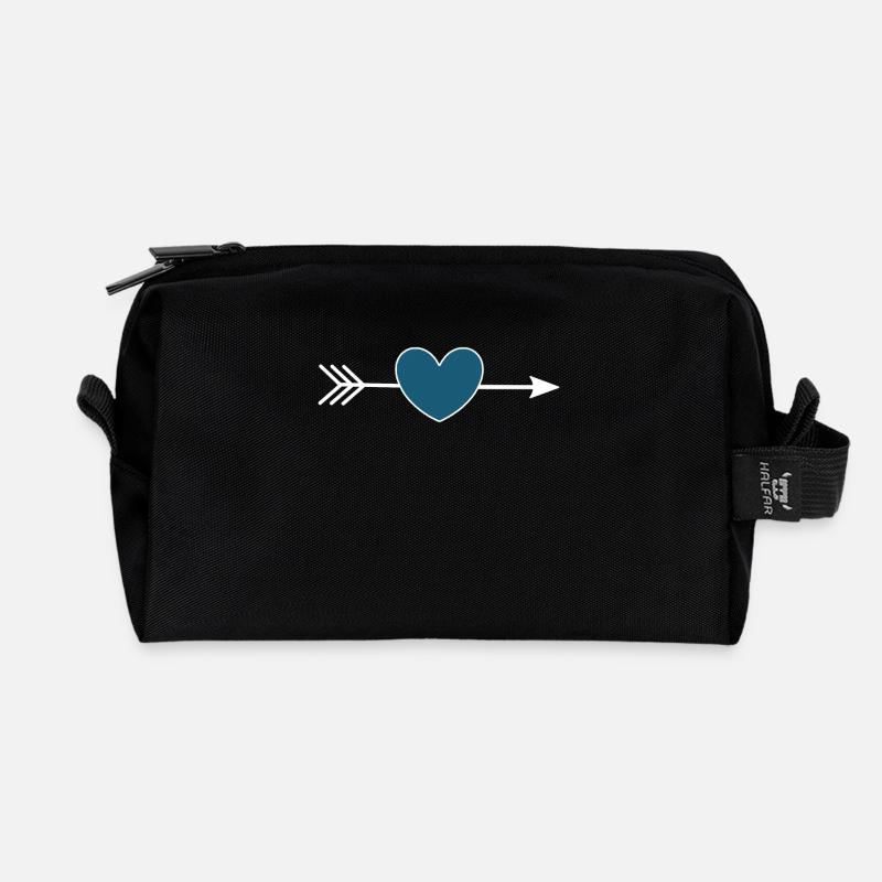 blaues Herz mit Pfeil Valentinstag - Recycelte Kulturtasche - Schwarz