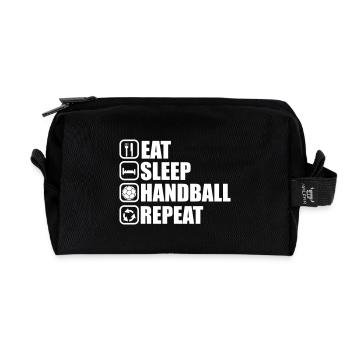 Eat sleep handball repeat - Recycelte Kulturtasche - Schwarz - Vorne