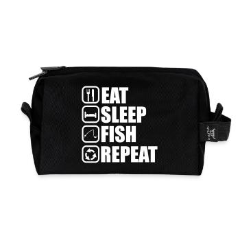 Eat sleep fish - fishing, fishing - Recycled Toiletry Zip Bag - black - Front