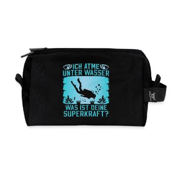 Ich atme unter Wasser Was ist deine Superkraft - Recycelte Kulturtasche - Schwarz - Vorne