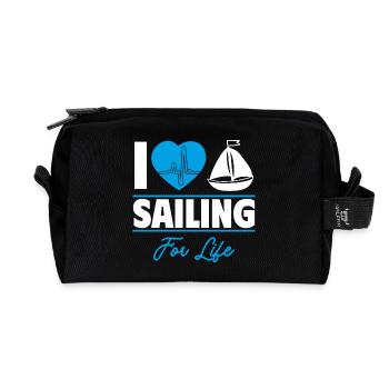 Sailing is my life,gift idea - Recycled Toiletry Zip Bag - black - Front