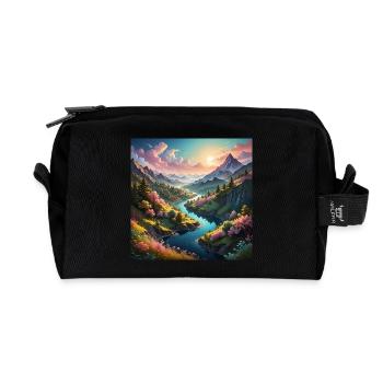 Tal mit Fluß - Recycelte Kulturtasche - Schwarz - Vorne