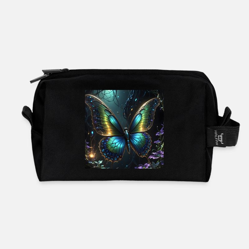 Schmetterling - Recycelte Kulturtasche - Schwarz
