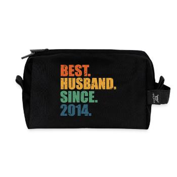 Meilleur mari depuis 2014, cadeau d’anniversaire de 9 ans - Trousse de toilette en tissu recyclé - noir - Devant