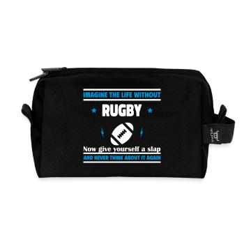 Imagine a life without rugby: impossible - Recycled Toiletry Zip Bag - black - Front