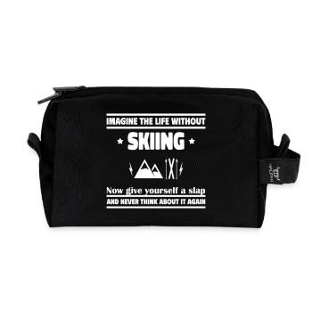 Imagine life without skis: impossible - Recycled Toiletry Zip Bag - black - Front