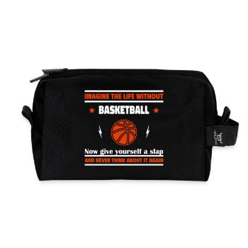 Imagine a life without basketball - Recycled Toiletry Zip Bag - black - Front
