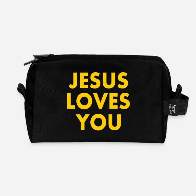 Jesus loves you - Recycelte Kulturtasche - Schwarz