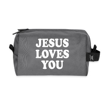 Jesus loves you - Recycled Toiletry Zip Bag - anthracite - Front