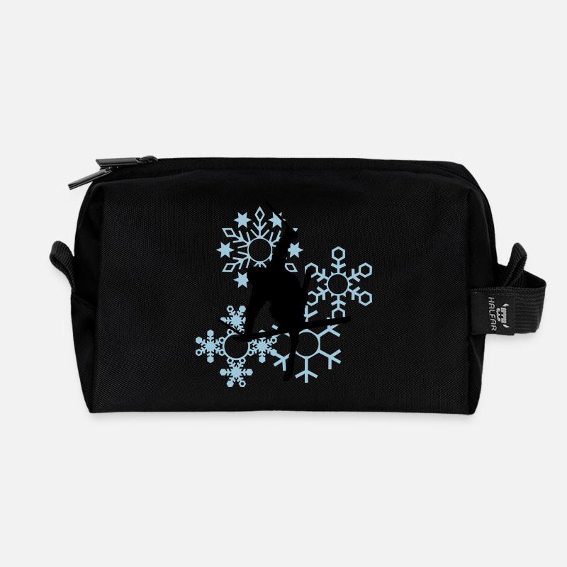 Skier mit Schneeflocken - Recycelte Kulturtasche - Schwarz